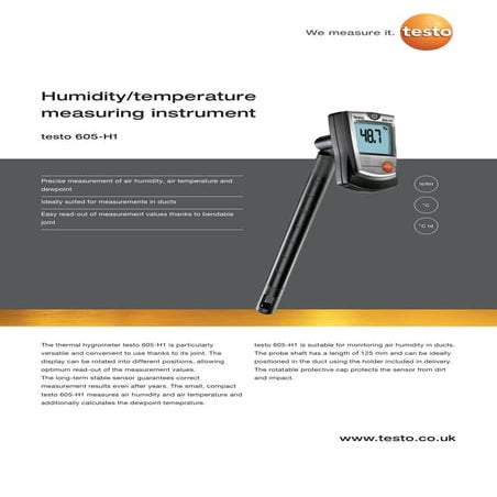 Testo 616 datasheet 2012 | PDF
