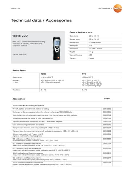 Testo 106 datasheet 2012 | PDF | Home Appliances | Home & Garden
