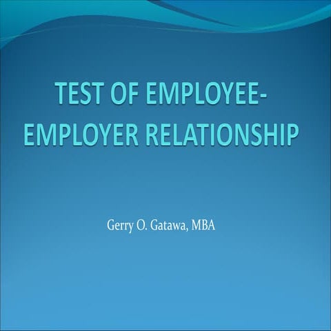 Test of employee employer relationship