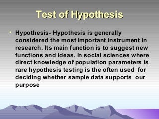 Test of hypothesis