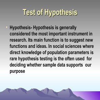Test of hypothesis