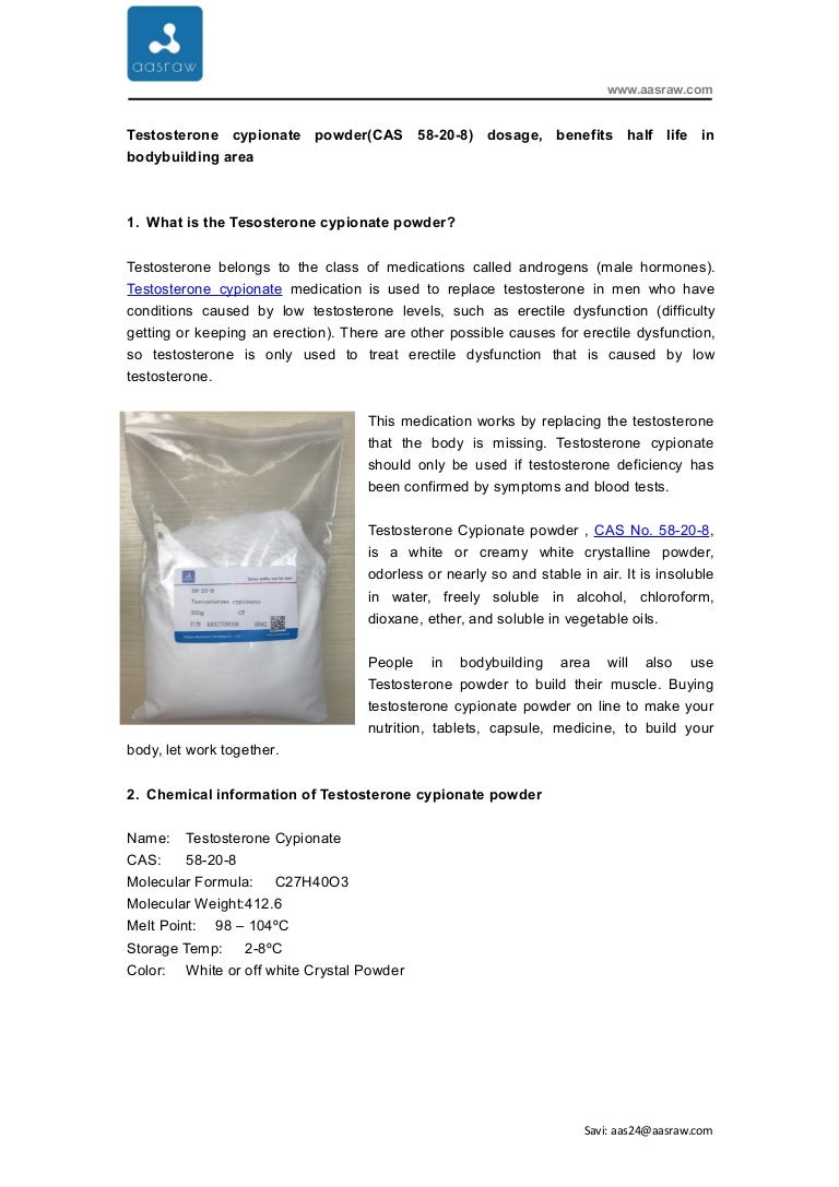Testosterone cypionate powder(cas 58 208) dosage