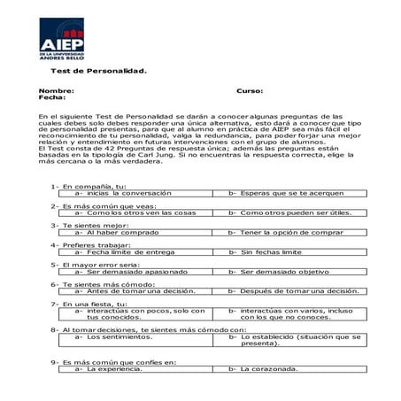 Test personalidad