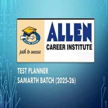 Test Planner for allen 2025-26 samarth batch