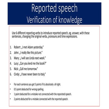 Test reported speech 2