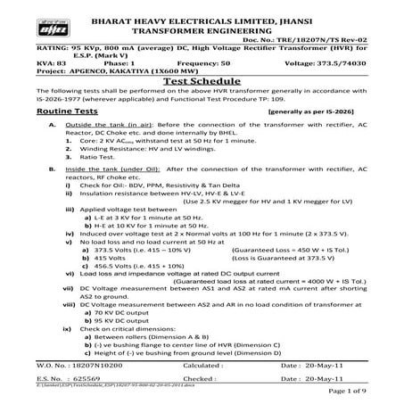 Test schedule hvr tr rev02