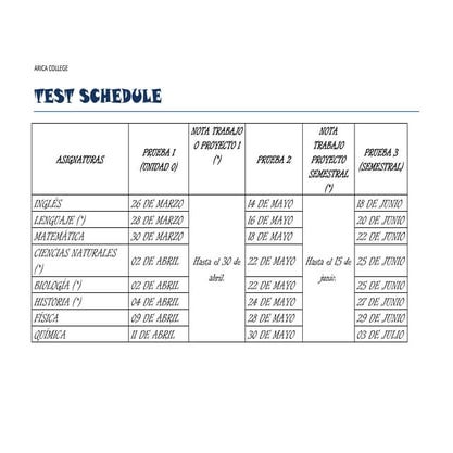 Test schedule i sem