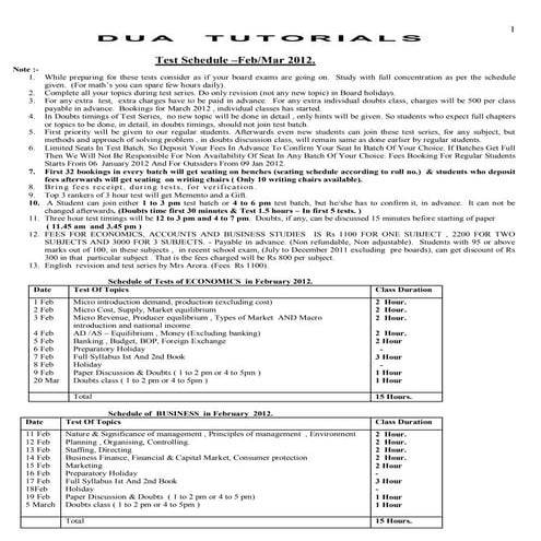 Test series schedule 2012 | PDF