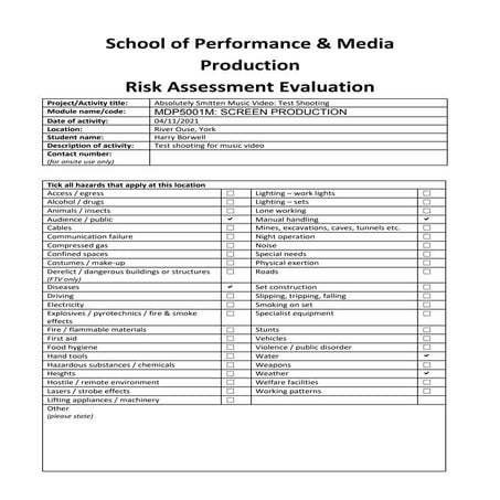 Risk assessment template media | DOC