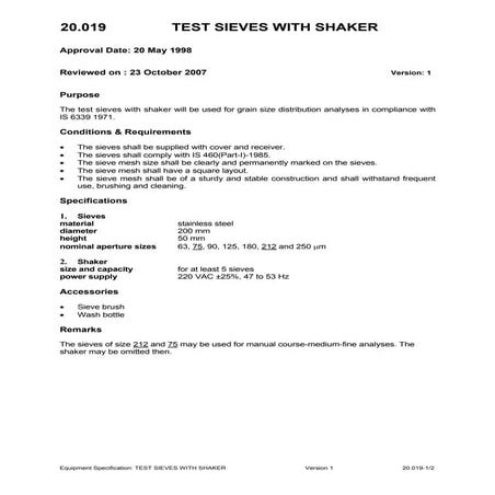 Test sieves with shaker