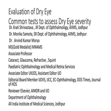 Tests in dry eye