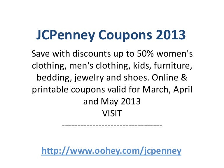 Jcpenney Coupons Code March 2013 April 2013 May 2013