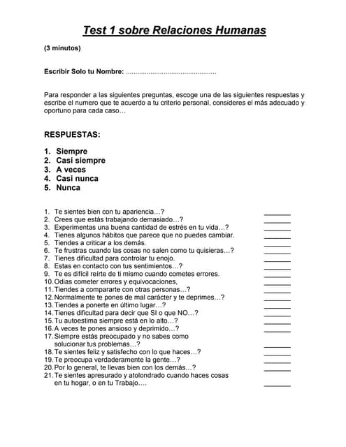 CUESTIONARIO DE EVALUACIÓN DE RELACIONES INTERPERSONALES | PDF