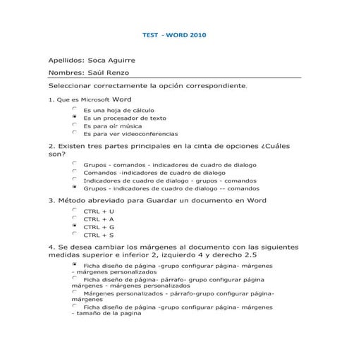 Test sobre word 2010