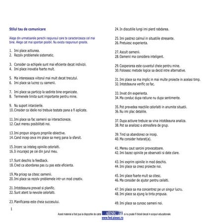 Test stil de comunicare