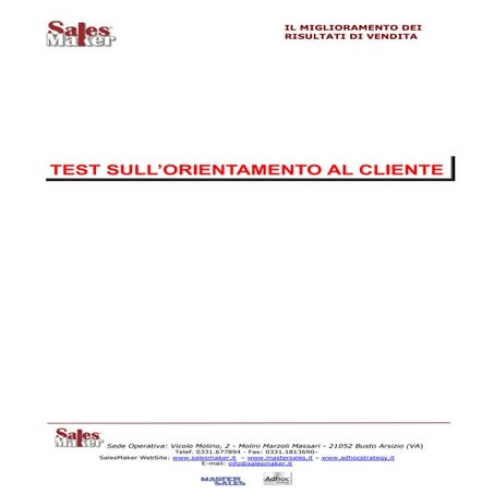 Test sull'orientamento al cliente