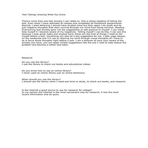 Test taking showing what you know