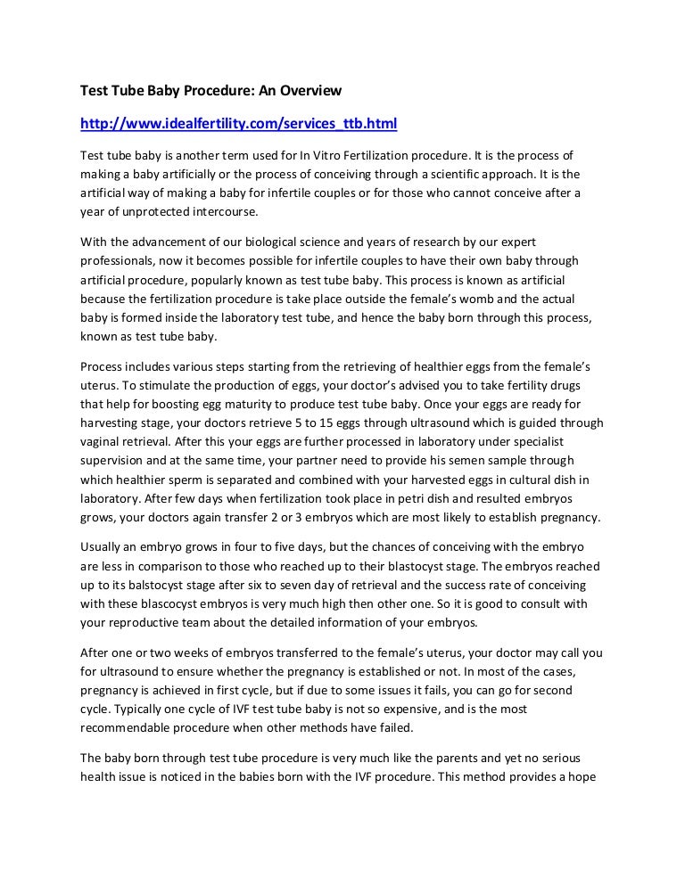 Test Tube Baby Procedure An Overview