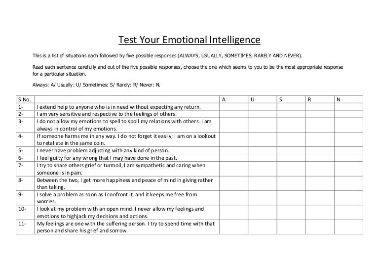 Behavioural Sc. - Test your emotional intelligence