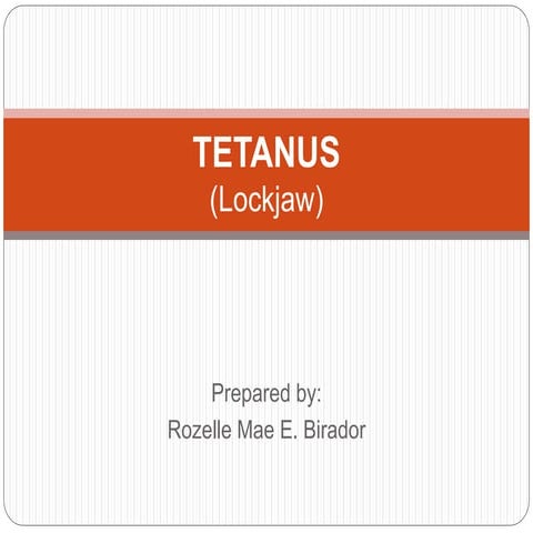 Tetanus ( Lock Jaw) NCM 104