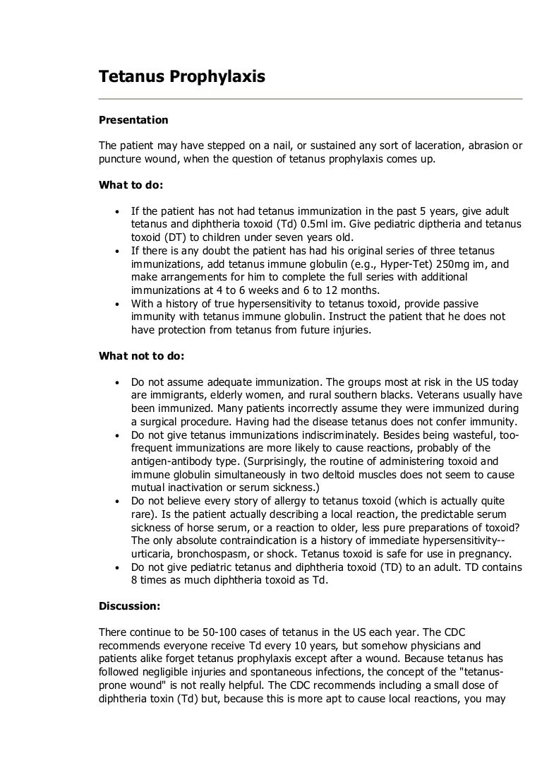 Tetanus Prophylaxis