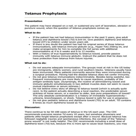 Tetanus Prophylaxis
