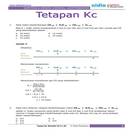 Tetapan Kc