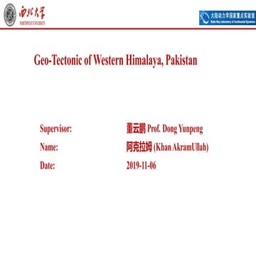 Tectonic of Pakistan w.r.t Northwestern Himalaya