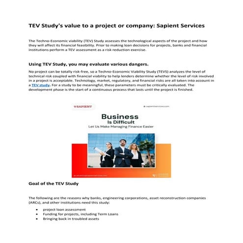 Techno Economic Viability (TEV Study) - Sapient Services.pdf