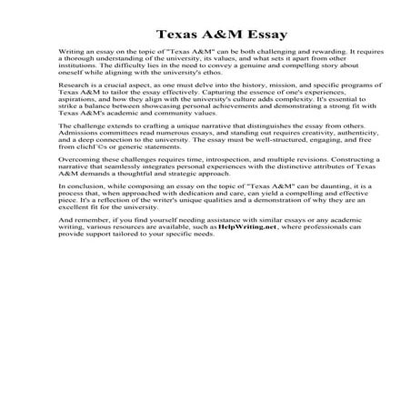 Texas AM Essay