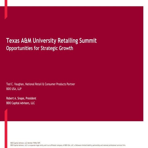 BDO Breakout Session: 2014 Texas A&M Retailing Summit 