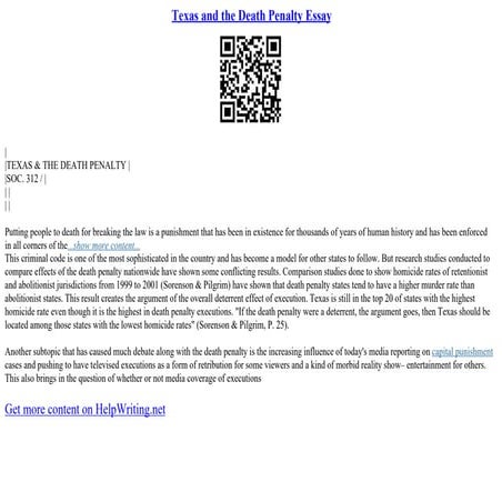 Texas And The Death Penalty Essay