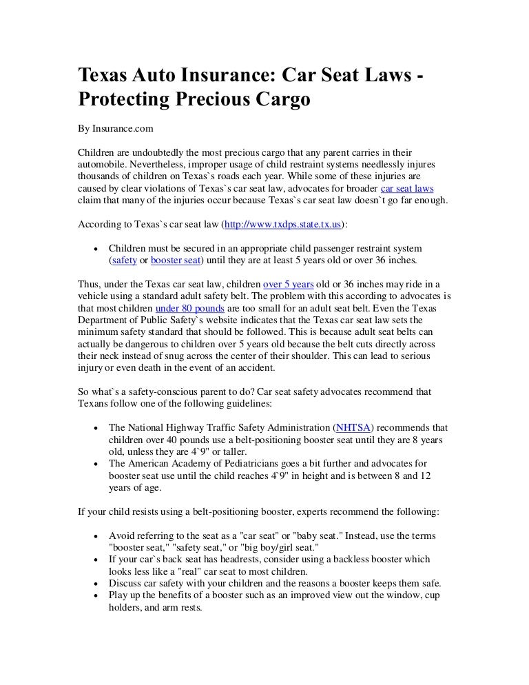 Texas auto insurance and car seat laws Texas auto insurance and car seat laws