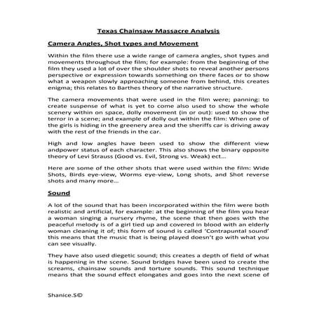 Texas chainsaw massacre analysis