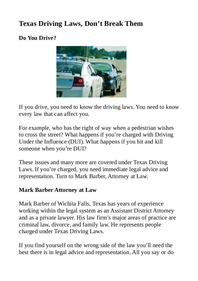 Texas driving law