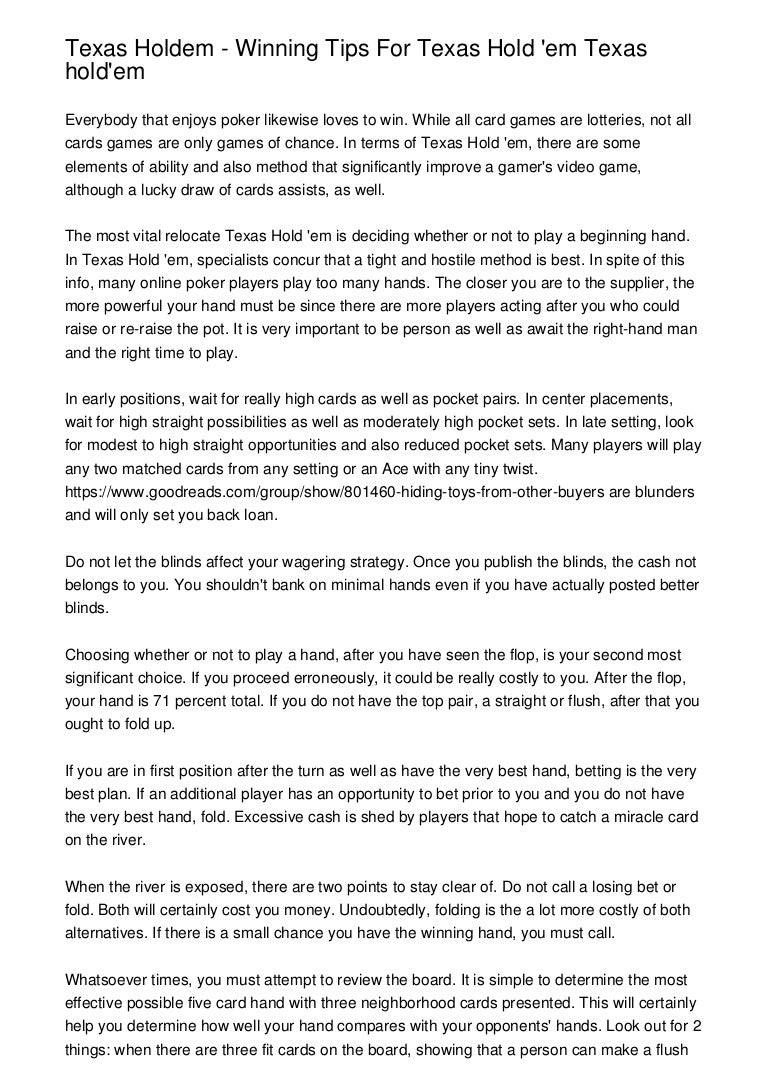 Texas Holdem Hands River Texas Holdem Hands River