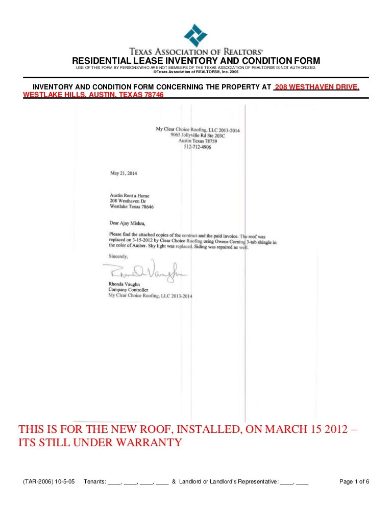 Texas realtor association inventory and move in condition form - ins…