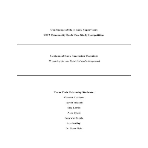 National CSBS Case Study Competition Paper