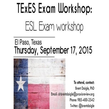 EL PASO, TX: TEXES ESL EXAM WORKSHOP