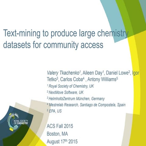 Text mining to produce large chemistry datasets for community access