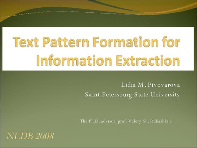 Text Pattern Formation For Informat...