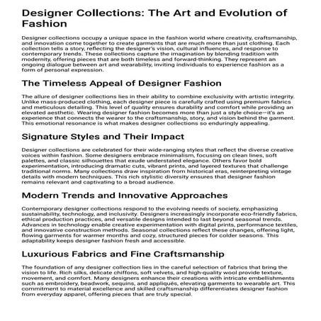 Designer Collections: The Art and Evolution of Fashion | PDF