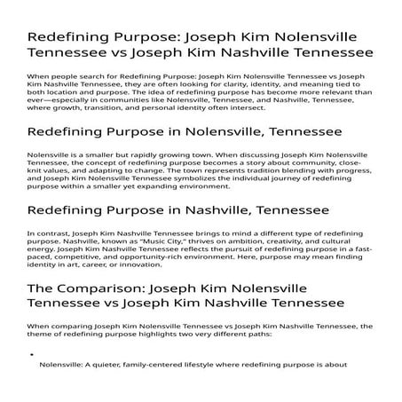 Redefining Purpose: Joseph Kim Nolensville Tennessee vs Joseph Kim ...