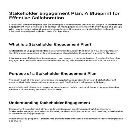 Stakeholder Engagement Plan: A Blueprint for Effective Collaboration