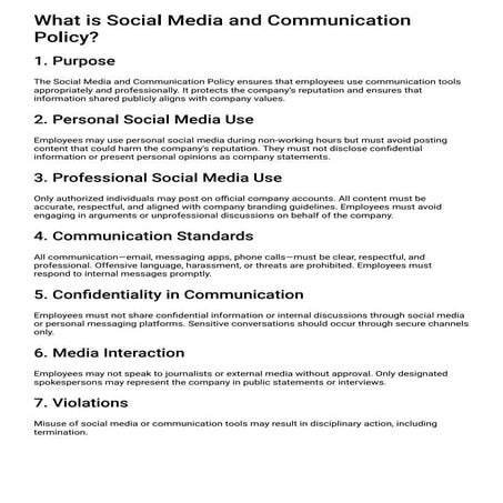 What is Social Media and Communication Policy?