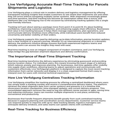 Live Verfolgung Accurate Real‑Time Tracking for Parcels Shipments and ...