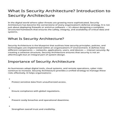 What Is Security Architecture? Introduction to Security Architecture