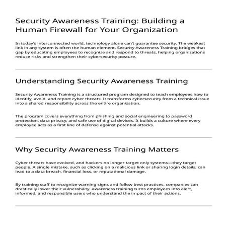 Security Awareness Training: Building a Human Firewall for Your Organization