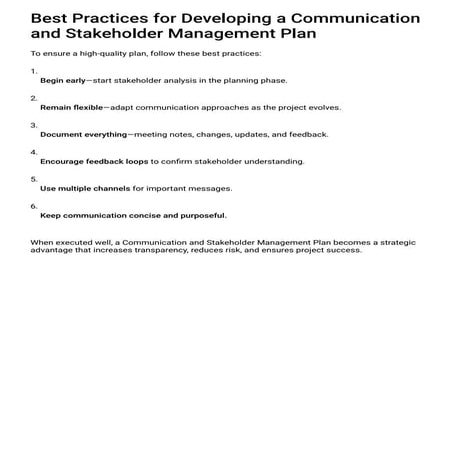 Best Practices for Developing a Communication and Stakeholder Management Plan
