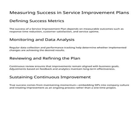 Measuring Success in Service Improvement Plans